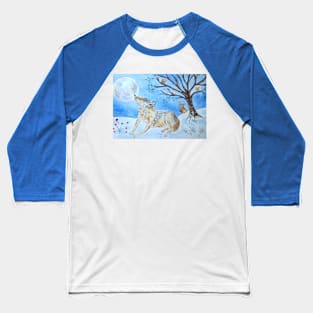 Wolf Moon gazing Baseball T-Shirt